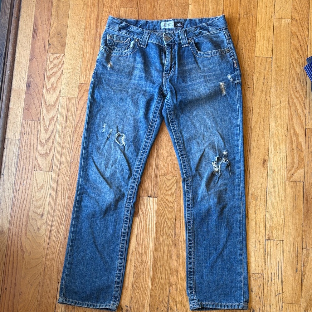 Aeropostale Women's Blue Distressed Kylie Boyfriend Jeans